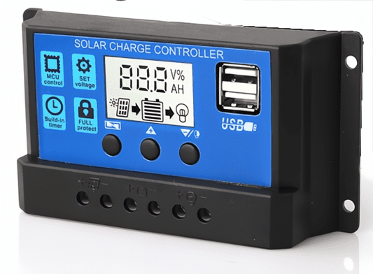 10 Amp PWM Solar Charge Controller for 100-200 Watt Panels 12/24 Volt Batteries image 0