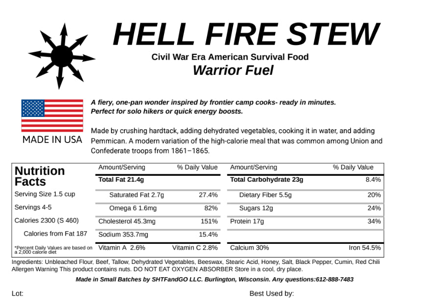 Warrior Fuel Hell Fire Stew - Survival Food