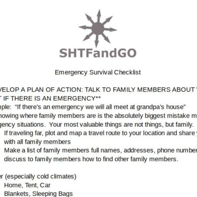 SHTFandGO Emergency Checklist